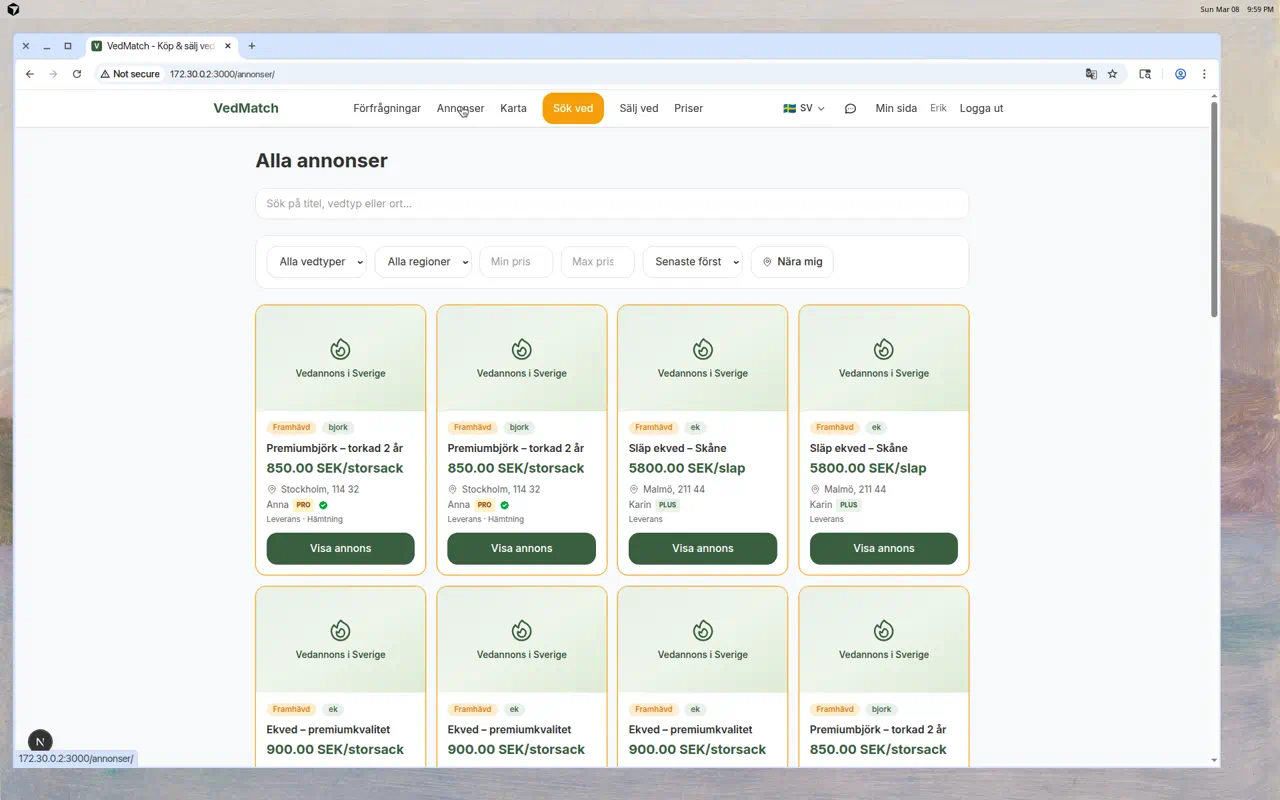 Alla annonser på VedMatch